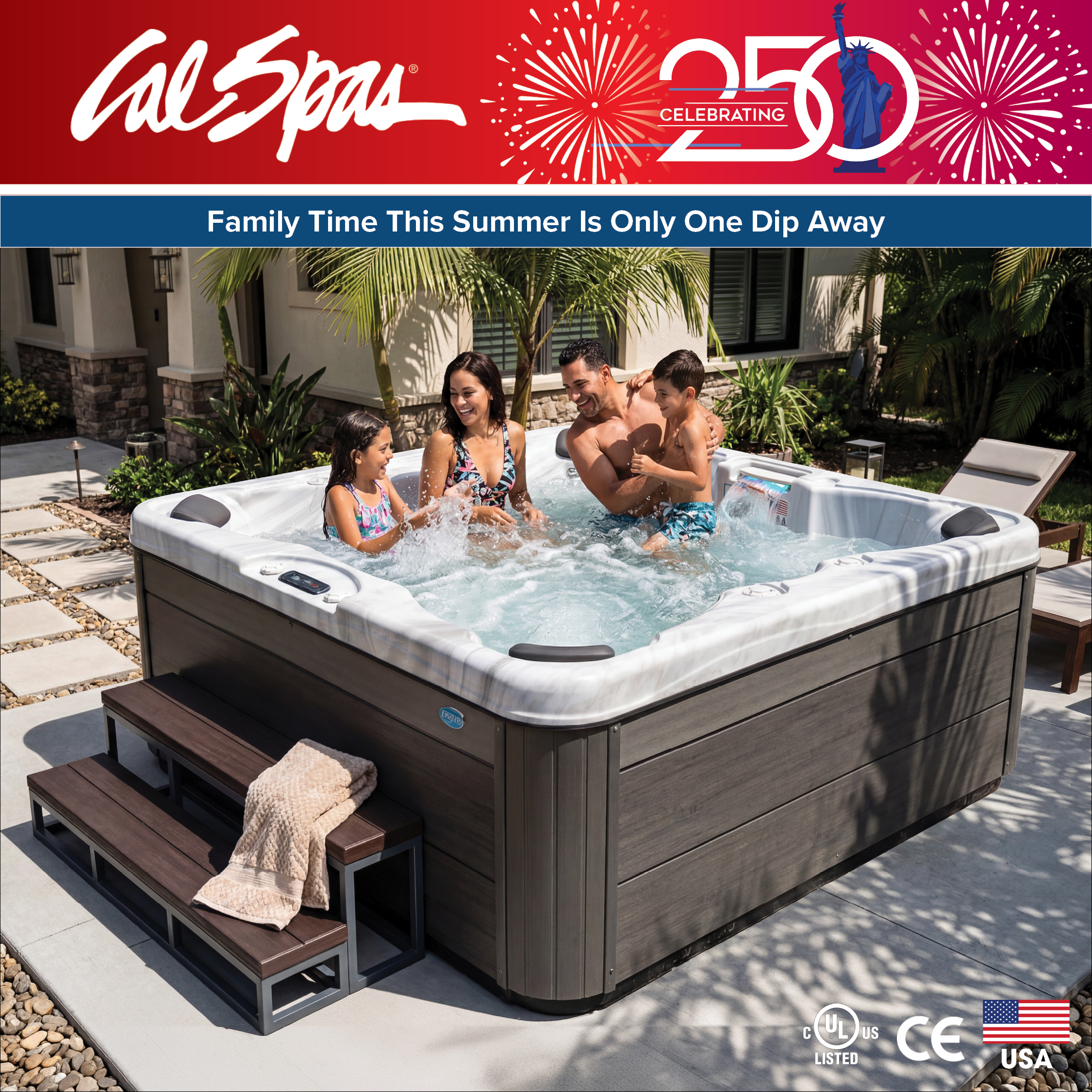 Calspas hot tub being used in a family setting - Lincoln Park